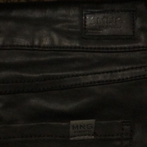Sexy Black Leather Look Cotton Stretch Pants From Ming by Mango - Picture 11 of 12